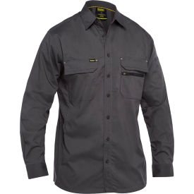 Bisley® Men's Long Sleeve Ripstop Work Shirt with X-Airflow™ Ventilation 3XL Gray 400M6490-GR-3XL