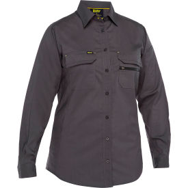 Bisley® Women's Long Sleeve Ripstop Work Shirt with X-Airflow™ Ventilation L Gray 400W6490-GR-L