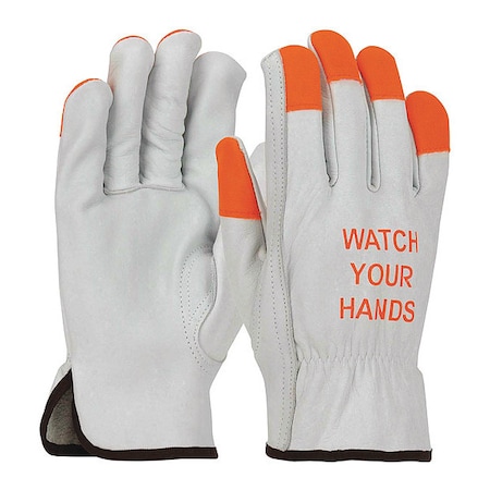 Cowhide Leather Driversglove With Hi-Vis Finger MPN:68-162HV/XL