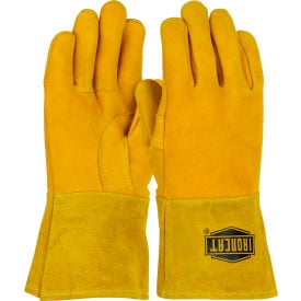 Ironcat Insulated Top Grain Reverse Deerskin MIG Welding Gloves Gold Large All Leather 6030/L - Pkg Qty 6