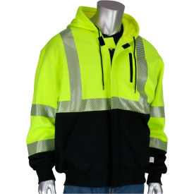 PIP® Men's Arc Rated Full Zip Hooded Sweatshirt with Black Bottom S Hi-Vis Yellow 385-1370FR-LY/S