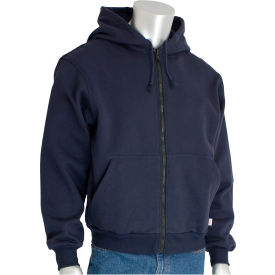 PIP® Men's AR/FR Zip Front Hooded Sweatshirt 4XL Navy 385-FRZH-NV/4X