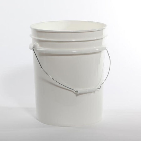 Open Head Pail, HDPE, White, 5 gal., Height: 14.6