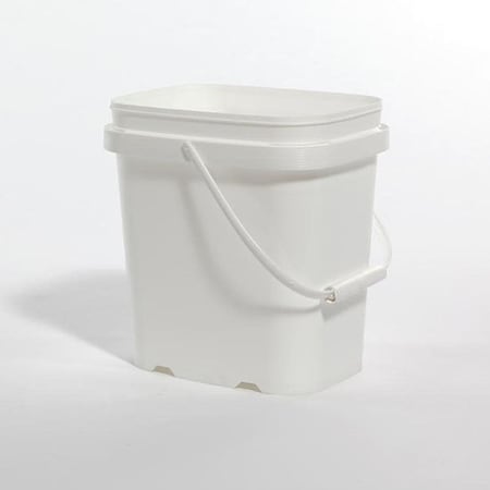 Open Head Pail, HDPE, White, 1 gal., Width: 5-7/8