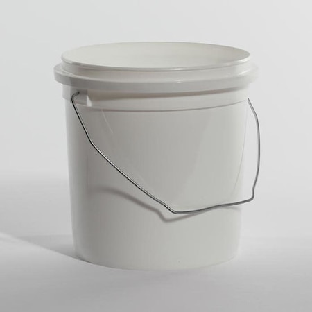 Open Head Pail, HDPE, White, 1 gal., Height: 7-5/8