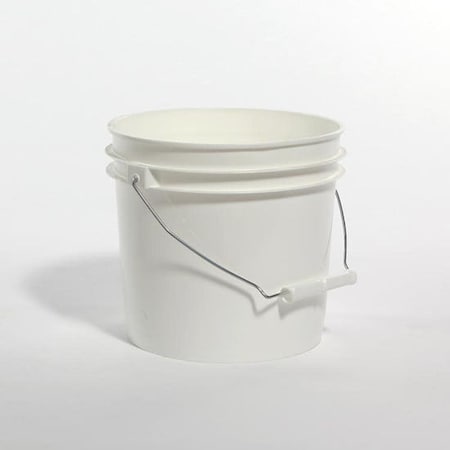 Open Head Pail, HDPE, White, 1 gal., Diameter: 8