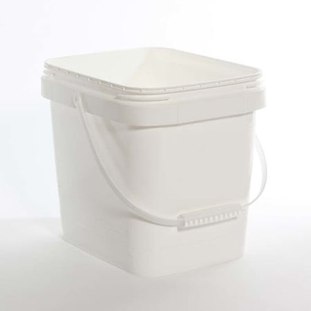 Open Head Pail, HDPE, White, 3.5 gal., Height: 10-13/16