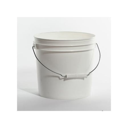Open Head Pail, HDPE, White, 2 gal., Height: 9-1/4