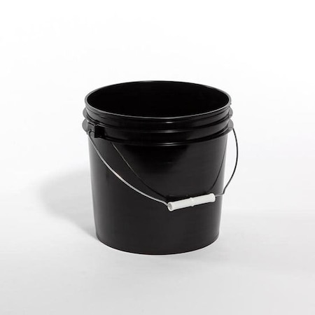 Open Head Pail, HDPE, Black, 2 gal., Height: 9-1/4