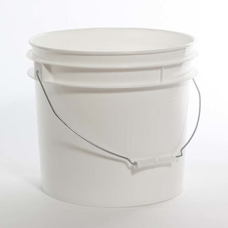 Open Head Pail, HDPE, White, 3.5 gal., Height: 10-7/8