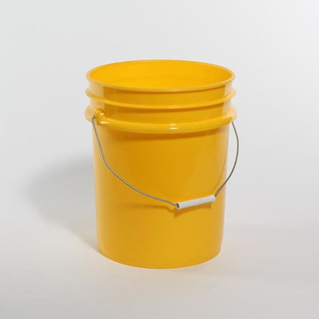Open Head Pail, HDPE, Yellow, 5 gal., Height: 14.6