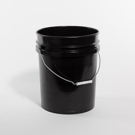 Open Head Pail, HDPE, Black, 5 gal., Handle Material: Metal MPN:01-05-048-00154