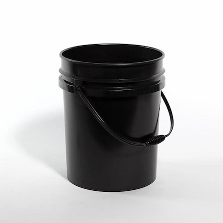 Open Head Pail, HDPE, Black, 5 gal., Height: 14-7/16
