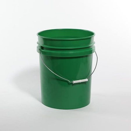 Open Head Pail, HDPE, Green, 5 gal., Height: 14-9/16