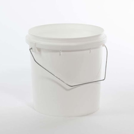 Open Head Pail, HDPE, White, 1 gal., Height: 7.52