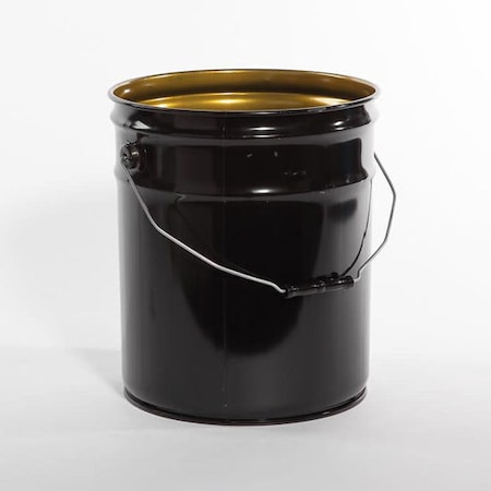 Open Head Pail, Steel, Black, 5 gal., Height: 13-7/16