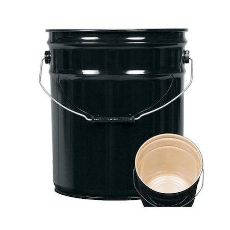 Open Head Pail, Steel, Black, 5 gal., Lining: Buff Epoxy Phenolic MPN:01-19-048-00178