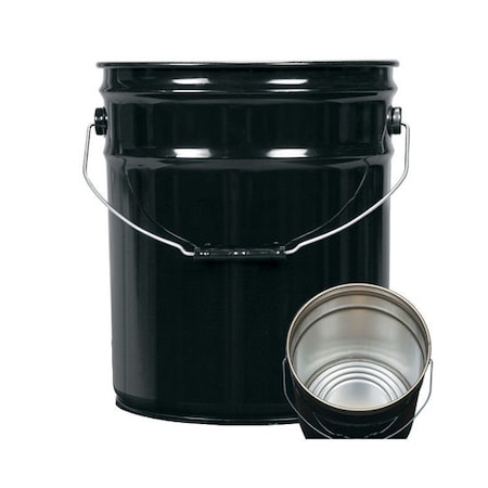 Open Head Pail, Steel, Black, 5 gal., UN Rating Liquid: Y1.8/100 MPN:01-19-048-00184