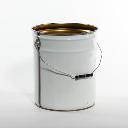 Open Head Pail, Steel, White, 5 gal., Shape: Round MPN:01-19-048-00196