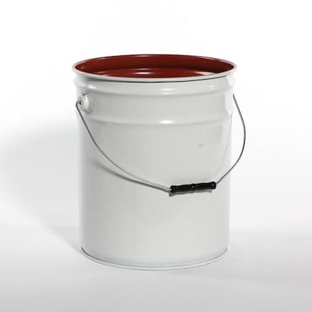 Open Head Pail, Steel, White, 5 gal., UN Rating Liquid: Y1.8/100 MPN:01-19-048-00198