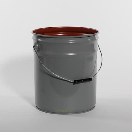 Open Head Pail, Steel, Gray, 5 gal., Lining: Red Phenolic MPN:01-19-048-00212