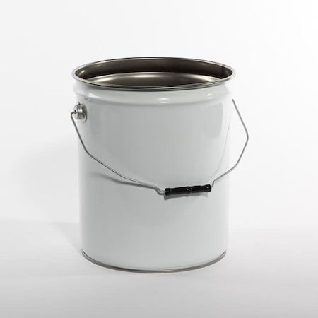 Open Head Pail, Steel, White, 5 gal., Height: 13-7/16