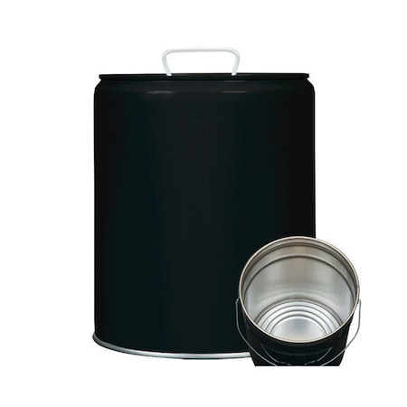 Tight Head Pail, Steel, Black, 5 gal., Height: 13-7/16