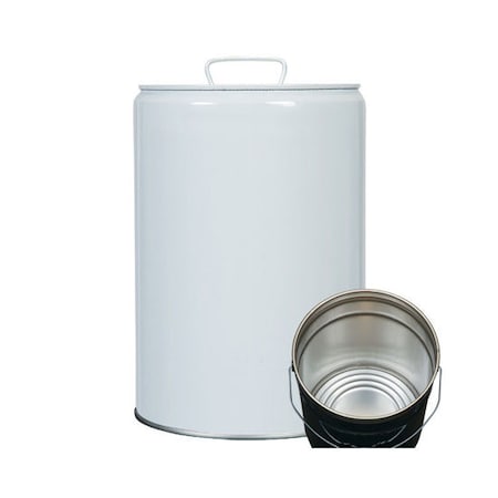 Tight Head Pail, Steel, White, 5.3 gal. MPN:01-19-079-00028