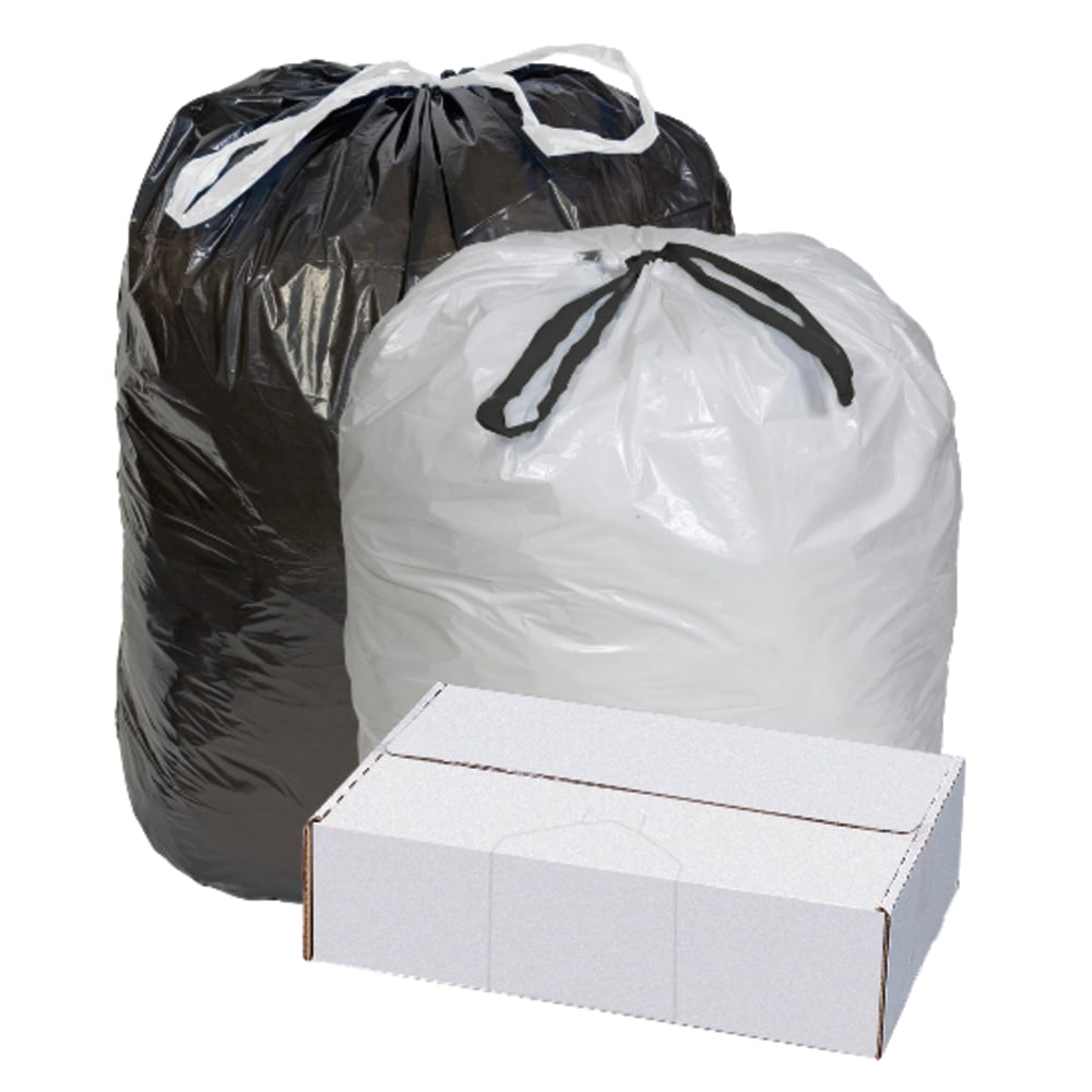 Highmark Draw And Tie Can Liners, 0.7 mil, 15 Gallons, 24in x 28in, White, Box Of 300 (Min Order Qty 2) MPN:PITT049