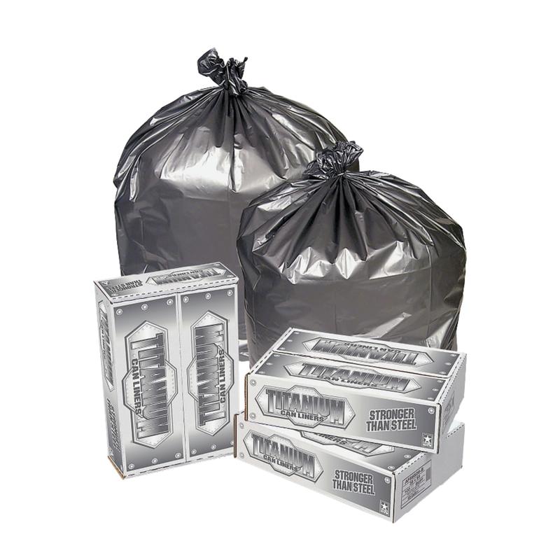Pitt Plastics 1.5-mil Titanium Can Liners, 33 Gallons, 33in x 40in, Silver, Pack Of 100 (Min Order Qty 3) MPN:TI3340S