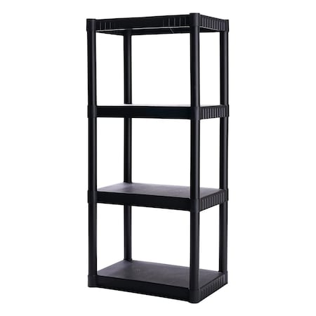 Freestanding Plastic Shelving, Open Style, 14 in D, 22 in W, 48 in H, 4 Shelves, Black MPN:PLA9177SB