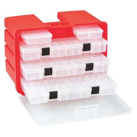 Parts Cabinet, 5 Compartment, Porsche Red MPN:932-001