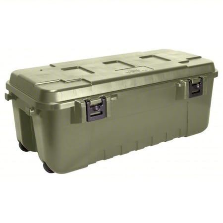 Stackable Storage Trunk W/ Lid, 27 gal, 37-1/2 in L x 18 in W x 14 in H, Green, Plastic MPN:PLA19OD