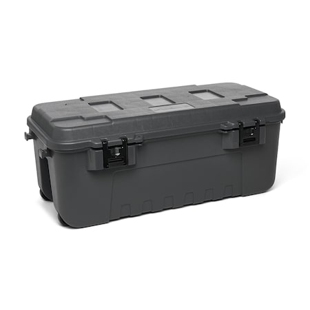 Stackable Storage Trunk W/ Lid, 27 gal, 37-1/4 in L x 18 in W x 14 in H, Charcoal, Plastic MPN:PLAT19CHE
