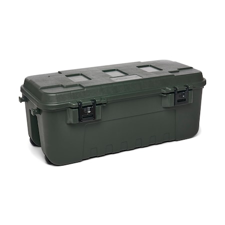 Stackable Storage Trunk W/ Lid, 27 gal, 37-3/4 in L x 18-1/4 in W x 14 in H, Green, Plastic MPN:PMC181976
