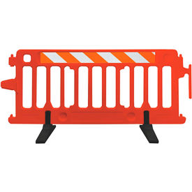 Plasticade 2004-O-EGLR 6' All Plastic Crowd Control Barricade W/ Rubber Feet Interlocking Orange 2004-O-EGLR