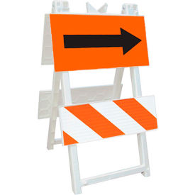 Plasticade Economic All Plastic Maintenance Free Type 2 Traffic Barricade W/ Directional Arrow 110-WT12FAB8HIP