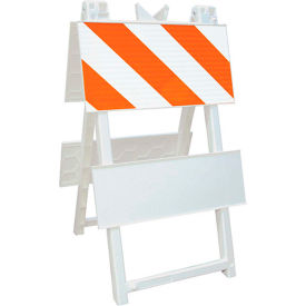Plasticade Economical Plastic Type I Traffic Barricade HIP Sheeting White Foldable 110-WT12HIP