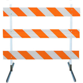Plasticade Type III Barricade W/ Plastic Uprights & Angle Iron Feet Engineer Striped 72'' L 3406-EG-LR-DRILL-KIT