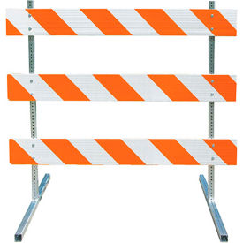 Plasticade Type III Barricade W/ Steel Square Tube Uprights & Feet Engineer Striped 72'' L 3506-EG-LR-DRILL-KIT