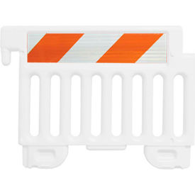 Plasticade Strongwall ADA Compliant Plastic Barricade Hi Intensity Prismatic Striped Sheets White CSP-SW38-W-HIPFRHL