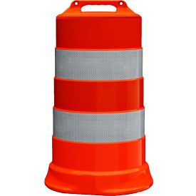 Plasticade Commander Traffic Drum Orange Diamond Grade Sheeting 4 6'' Reflective Stripes HDPE 456-HD-T-34