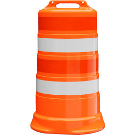 Plasticade Commander Traffic Drum Orange Engineer Grade Sheeting 4 4'' Reflective Stripes LDPE 456-LD-T-00