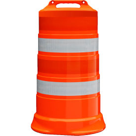 Plasticade Commander Traffic Drum Orange Diamond Grade Sheeting 4 4'' Reflective Stripes LDPE 456-LD-T-32