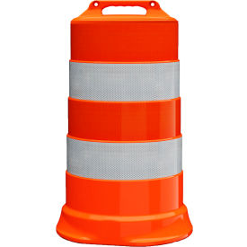 Plasticade Commander Traffic Drum Orange Diamond Grade Sheeting 4 6'' Reflective Stripes LDPE 456-LD-T-34