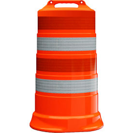 Plasticade Commander Traffic Drum Orange High Intensity Sheeting 4 4'' Reflective Stripes LDPE 456-LD-T-40
