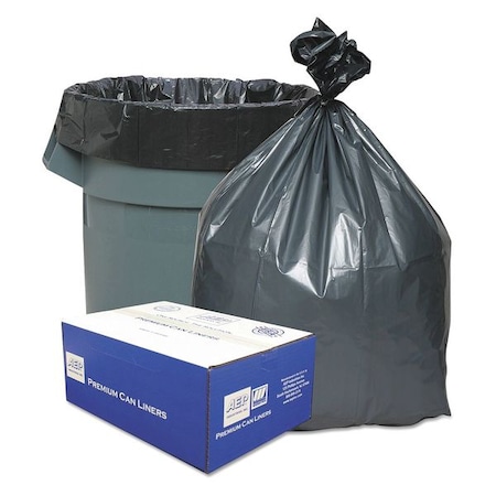 45 gal Trash Can Liners, 39 in x 46 in, Extra Heavy-Duty, 1.55 mil, Gray MPN:PLA4870