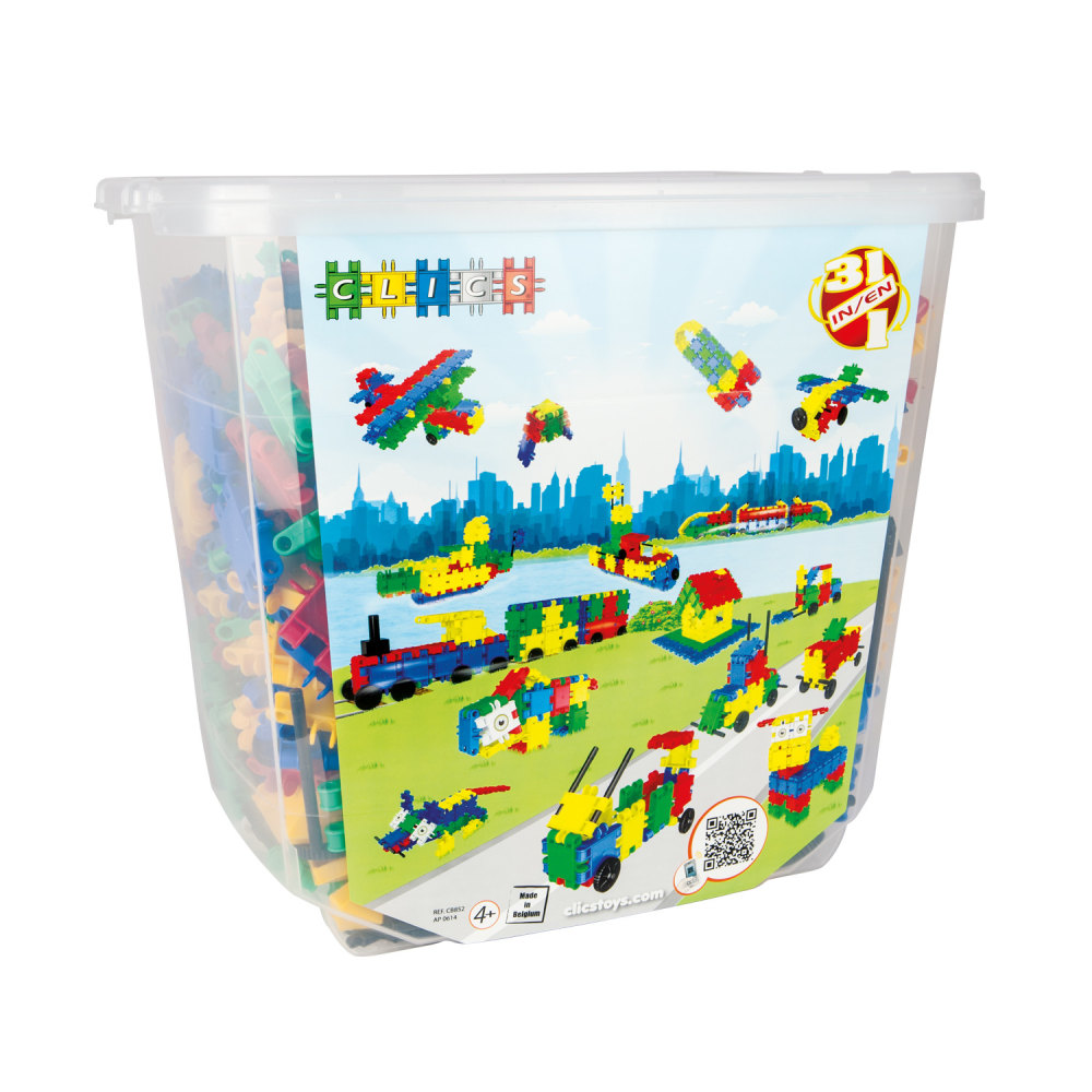 Clics Toys Clics Building Blocks Bucket, 850 Pieces MPN:PYUCB852