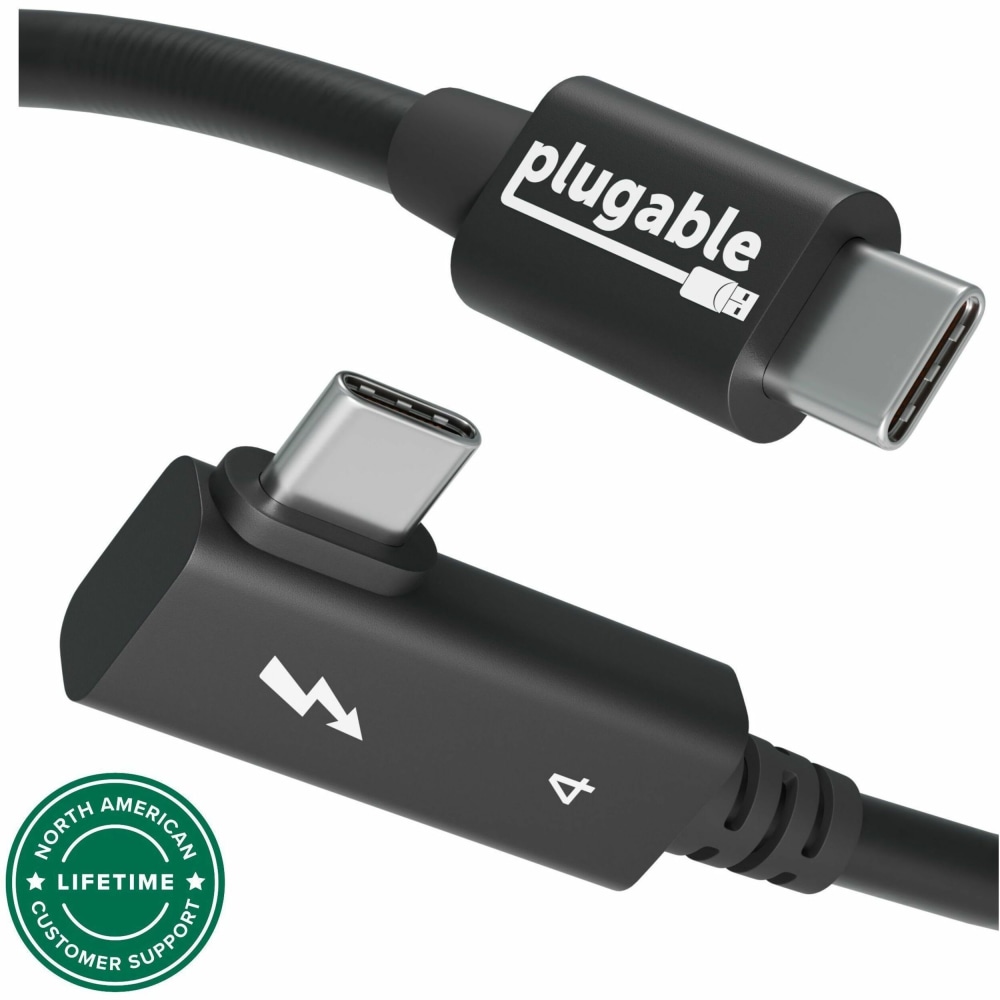 Plugable Thunderbolt 4 Cable Right Angle 40Gbps with 240W EPR Charging, 8K Display, Intel Certified - 2.6 Feet (80CM) - TBT4240W80CMR MPN:TBT4-240W-80CMR