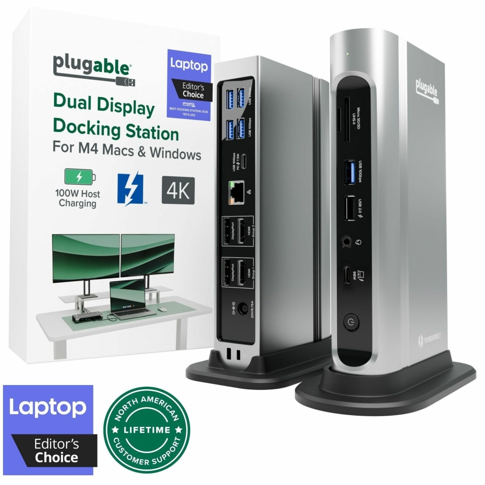 Plugable 16-in-1 Thunderbolt 4 Dock with 100W Charging, 4K Quad Monitor Setup - TBT4UDZ MPN:TBT4-UDZ